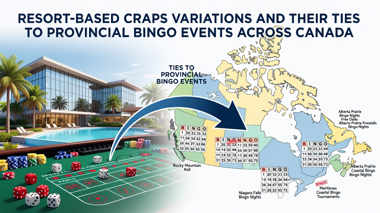 Group of players at a Canadian resort craps table during a bingo-linked event